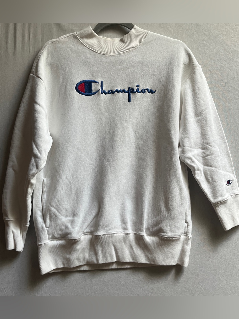 Champion Reverse Weave Warmup White Crewneck Sweatshirt Sz S